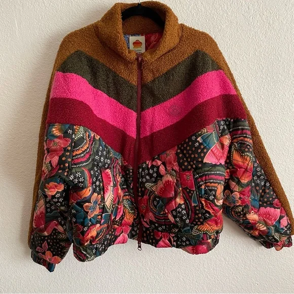 NWT FARM RIO Toucanfly Reversible Floral Print Quilted Puffer Jacket Size L - Picture 8 of 14